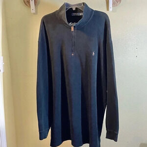 Polo Ralph Lauren Sweater Men XLT Tall Black 1/4 Quarter Zip Cotton Long Sleeve